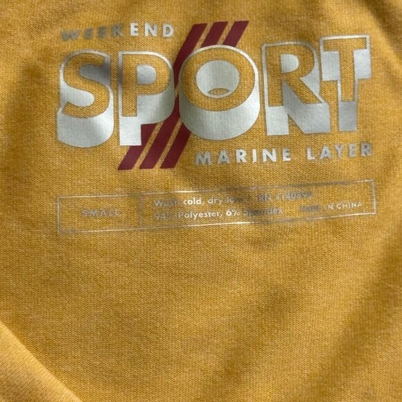 Weekend Sport Yellow Crewneck T-Shirt Minimalist Circle Design Marine Layer sz S - Picture 4 of 10